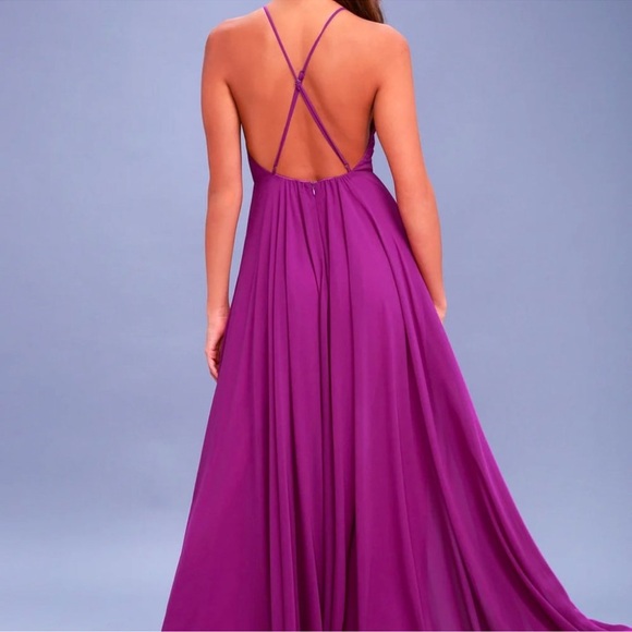 ❤️ Lulus Mythical Kind of Love Magenta Chiffon Maxi Gown - Picture 2 of 12